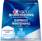 Crest 3D Whitestrips Express Blanqueamiento con luz, Whitestrips 3D White, 10 Unidades