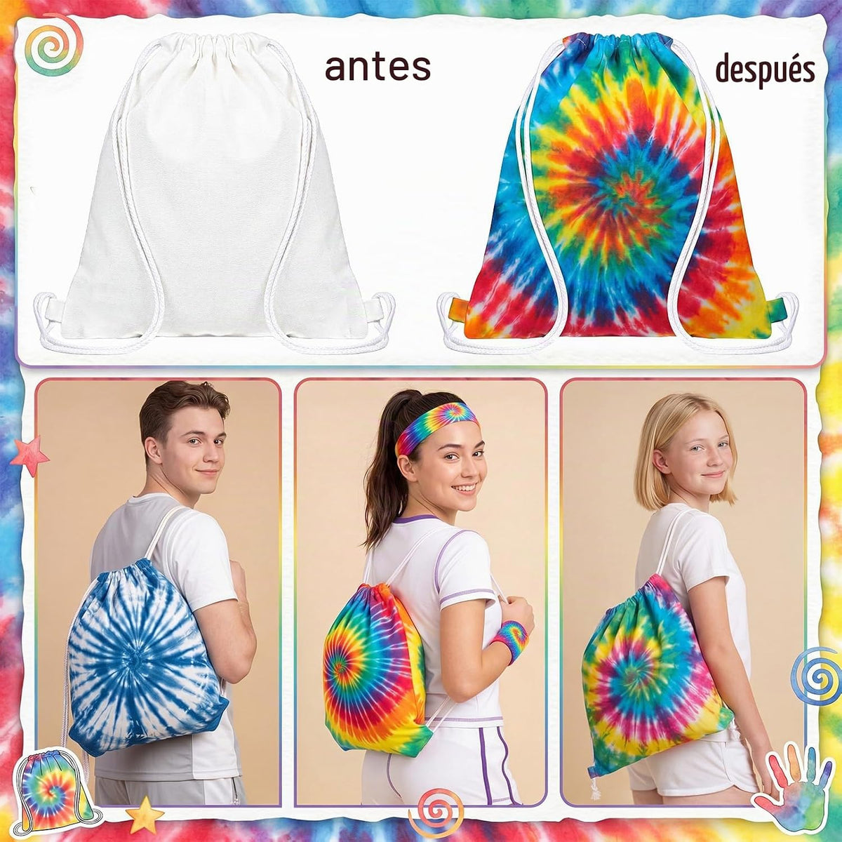 Acellegic 30 bolsas blancas con cordón de algodón teñido anudado con
