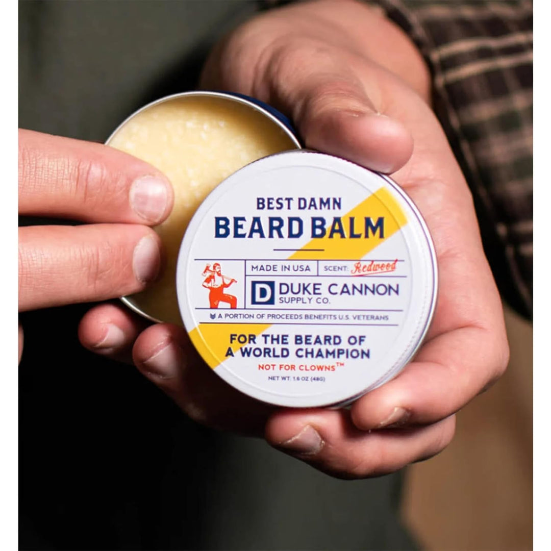 Duke Cannon Best Damn - Bálsamo para barba para hombre, lata premiu...