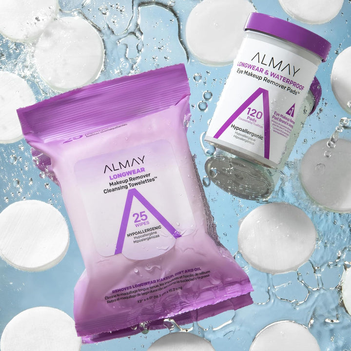 Almay Toallitas biodegradables removedoras de maquillaje duradero,...