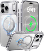 CASEKOO Funda plateada para iPhone 18 Pro / 17 Pro, soporte magnético