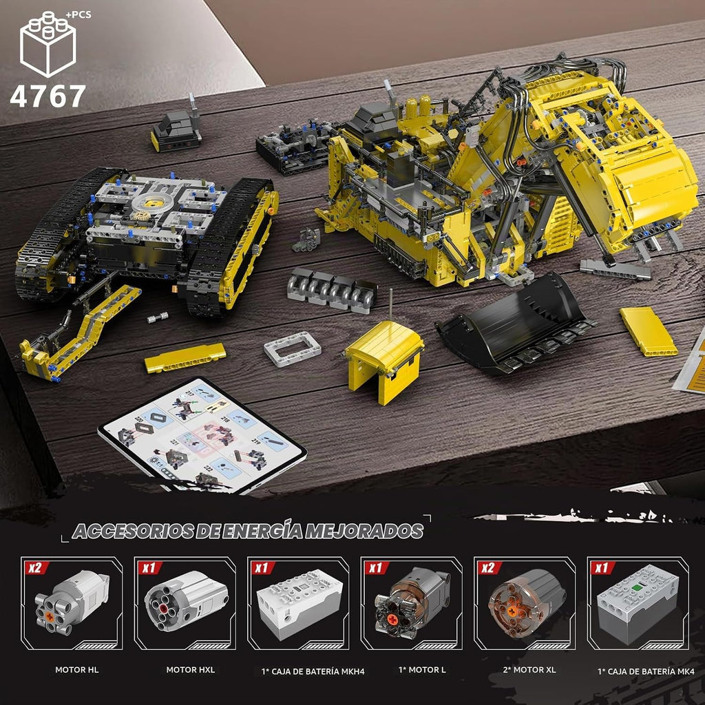 Mould King 17070 - Juego de construcción de excavadora RC para adultos, modelo de vehículo de construcción de camión de 4767 piezas, camión de control remoto APP con motores, juguetes de ingeniería STEM
