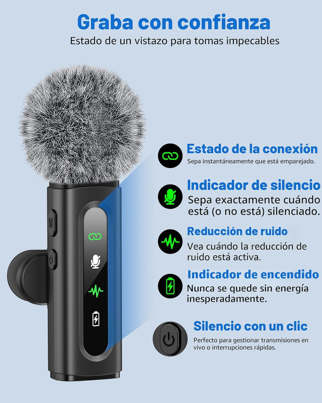GoorDik Micrófono Lavalier inalámbrico para iPhone, Android, USB C,...