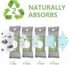 12 paquetes de bolsas purificadoras de aire de bambú, bolsas de carbón activado absorbentes de olores, absorbentes de humedad, ambientador de aire natural para auto, desodorante para zapatos