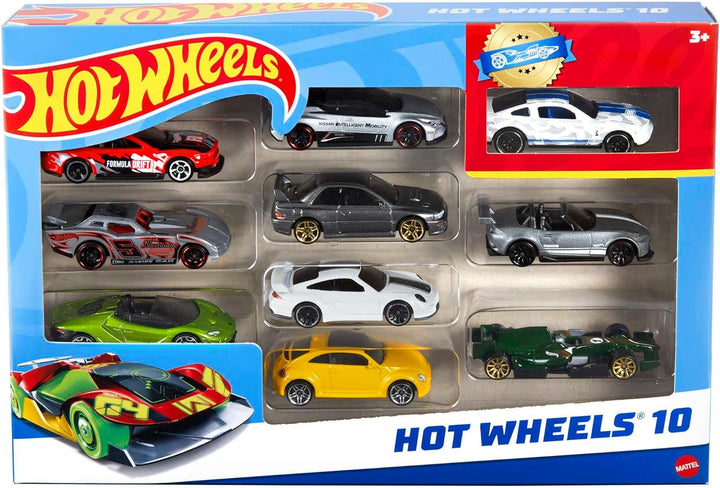 Hot Wheels Juego de 10 camiones y autos de juguete a escala 1:64 pa...