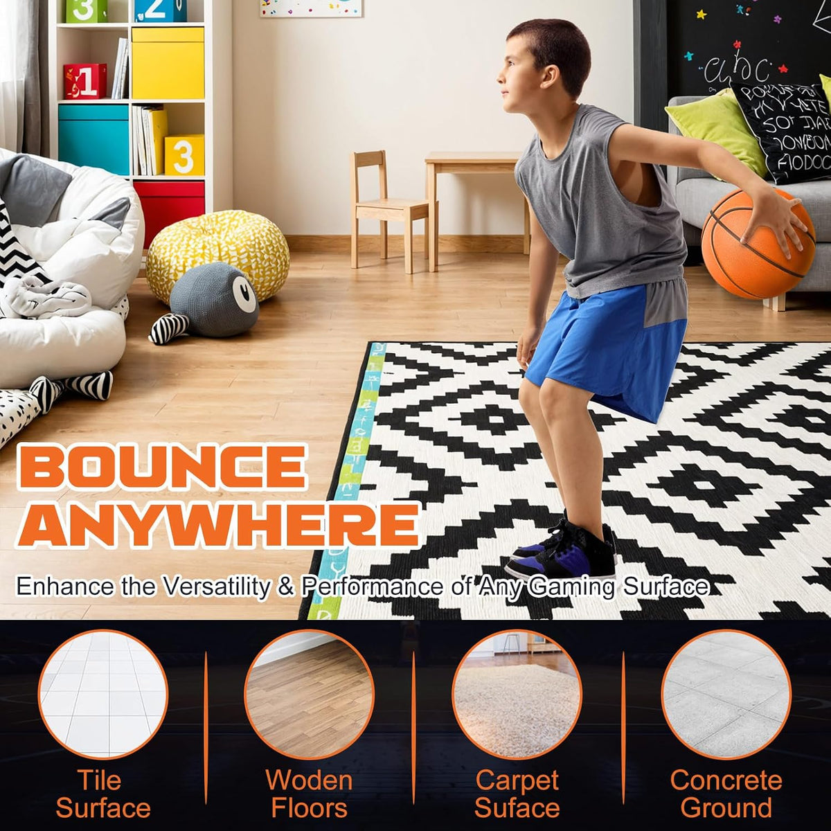 Baloncesto silencioso tamaño 7 (29.5 pulgadas) – Baloncesto interior de espuma sin aire ranurada para regates silenciosos y entrenamiento en interiores, material de poliuretano profesional