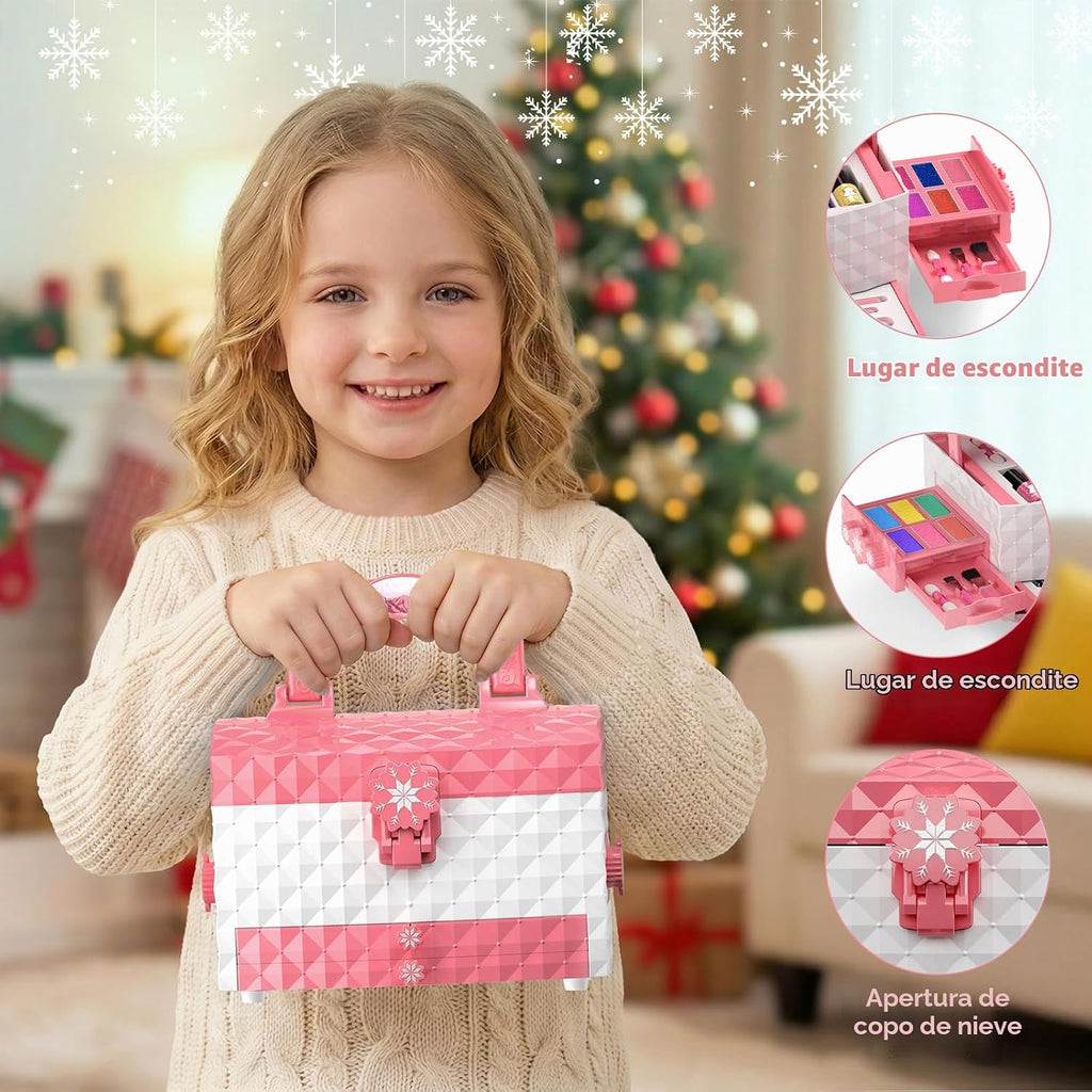Set de Maquillaje Infantil de 57 Piezas para Niñas, Set de Maquillaje Real Lavable para Niñas Pequeñas