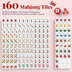 Christmas American Mahjong - Juego de 160 azulejos rojos grabados con bolsa