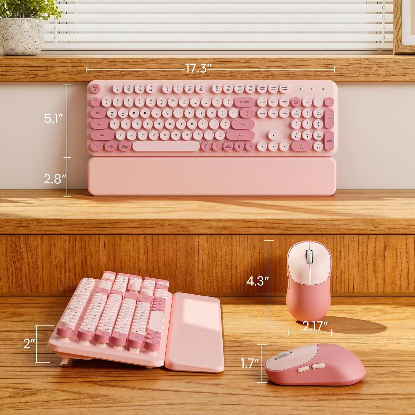 Combo de teclado y mouse inalámbricos, teclado de máquina de escrib...