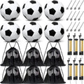 Paquete de 6 pelotas de fútbol de Navidad desinfladas con bomba, artículos a granel, pelotas de fútbol con bolsa deportiva de malla, aguja de bomba para cajas de zapatos, rellenos de regalo
