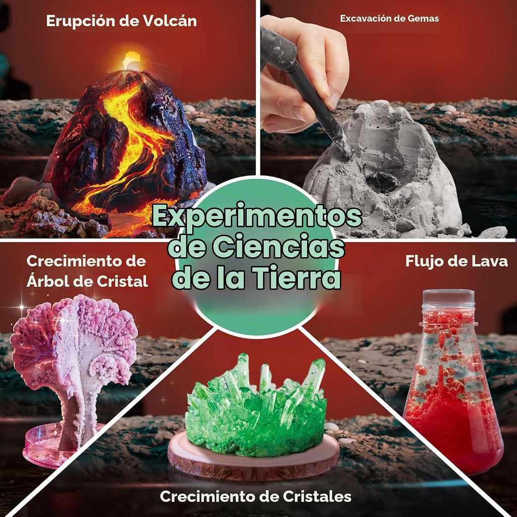 Klever Kits Increíbles kits científicos: juguetes educativos de más de 85 experimentos, actividades STEM con volcán en erupción y árbol de cristal en crecimiento para niños de 6, 7 y 8 años en