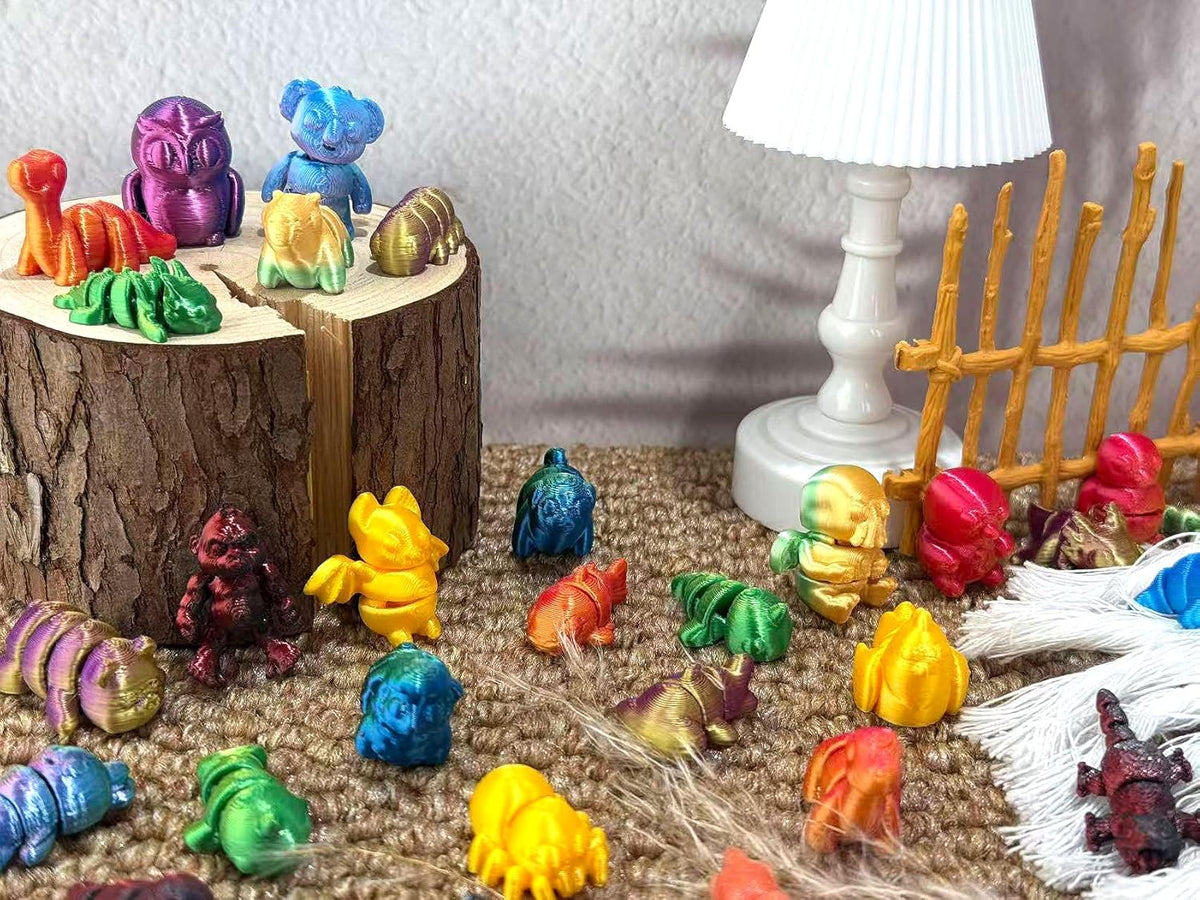 50 mini animales impresos al azar brillantes en 3D