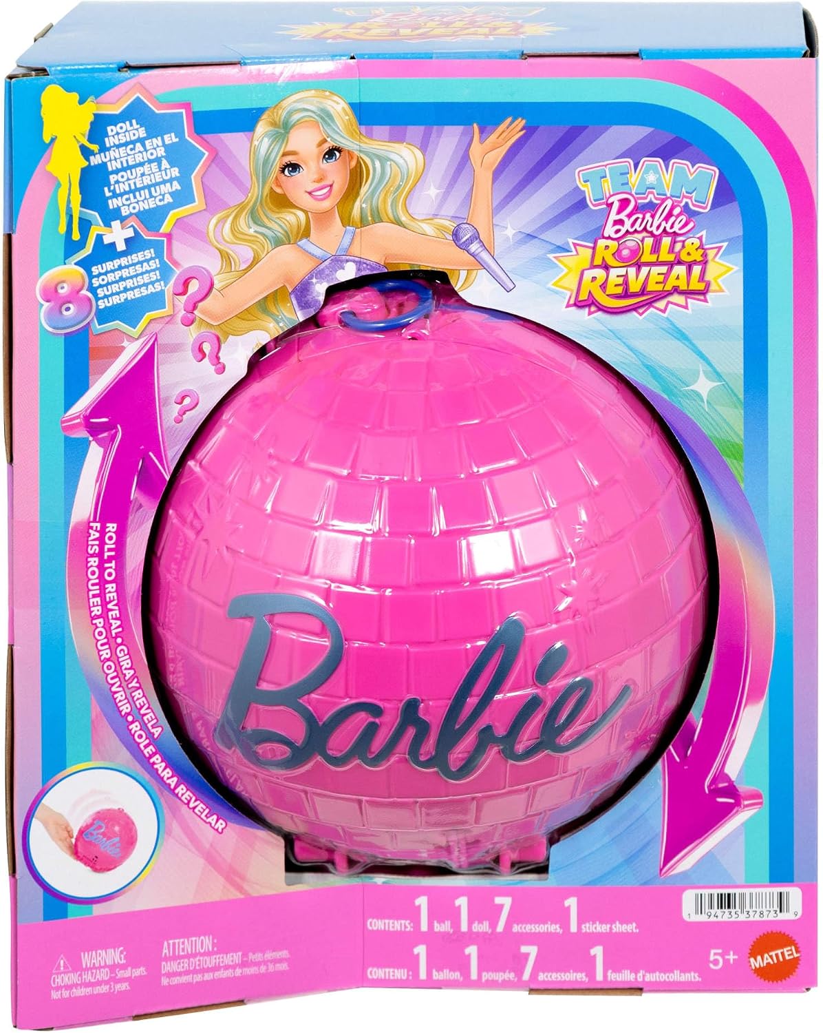 Barbie Muñeca y accesorios Team Roll and Reveal Pop Star