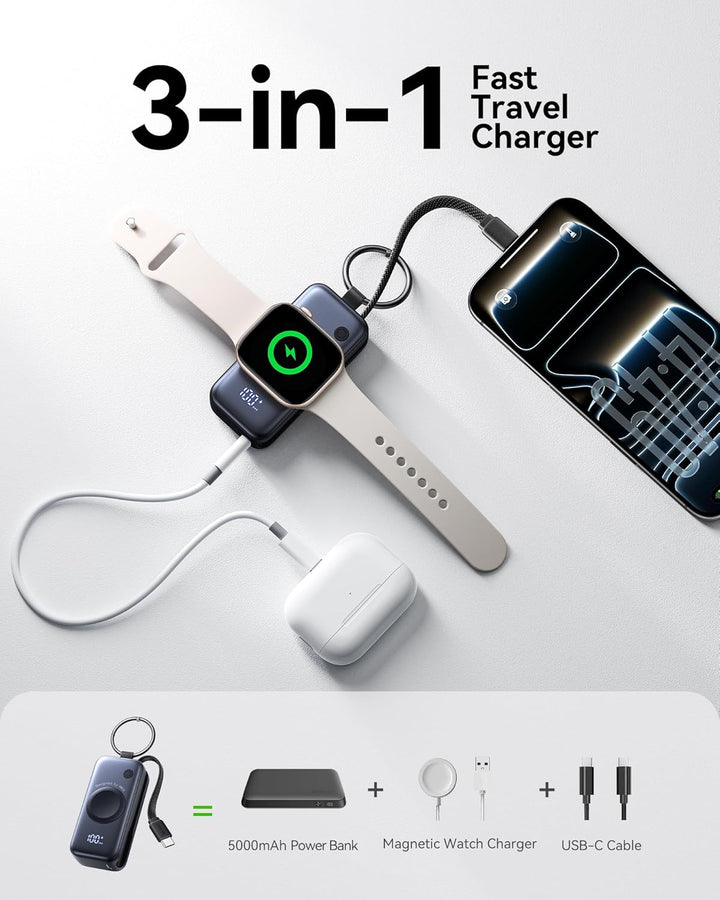 INIU Cargador Portátil 3 en 1, Banco de Energía de 5000mAh con Carg...