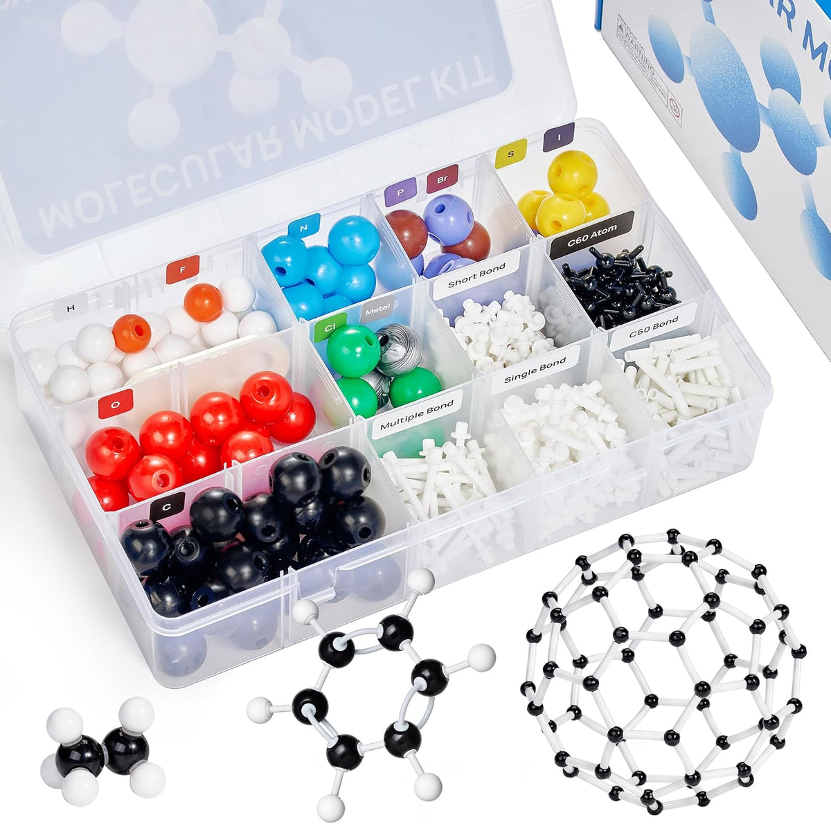JoyCat Química orgánica (404 piezas), molecular con instrucciones y plantilla, kits de ciencia juguetes regalos para estudiantes y profesores de Ocheme e inorgánicos