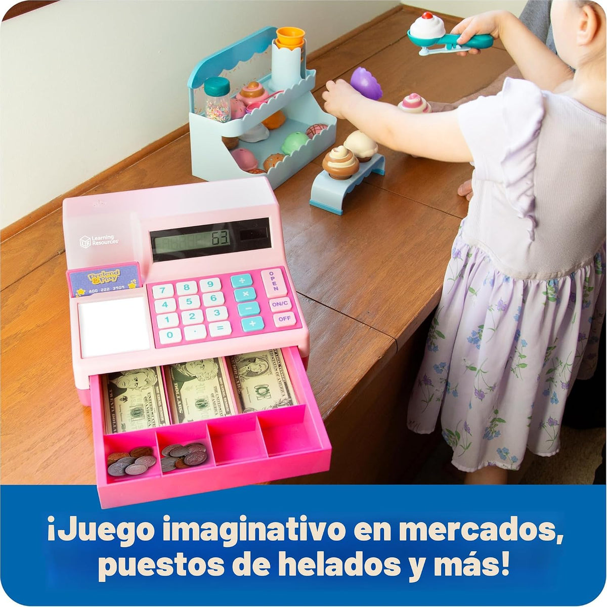 Learning Resources Pretend & Play Calculator Register Toy, Pink