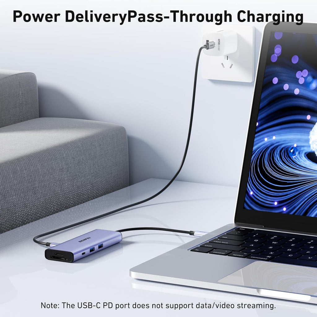 BENFEI Hub USB C MST 8 en 1, puerto de pantalla 8K y HDMI 4K a 60Hz, 100W PD, 5Gbps 1xUSB-C y 2xUSB-A 3.0, lector SD/TF de 170MB/s para MacBook, iPad, iMac, iPhone17/16/15, Galaxy, XPS
