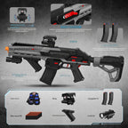 SOFITEN Pistola de juguete automática con alcance ajustable, rifle de francotirador de juguete eléctrico con chaleco, linterna, agarre, juegos de disparo para interiores y exteriores, regalos para