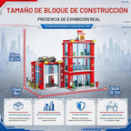 Juego de construcción de estación de bomberos de ciudad, modelo de sede del departamento de bomberos con camión de bomberos, helicóptero y dron de rescate, kit de construcción coleccionable