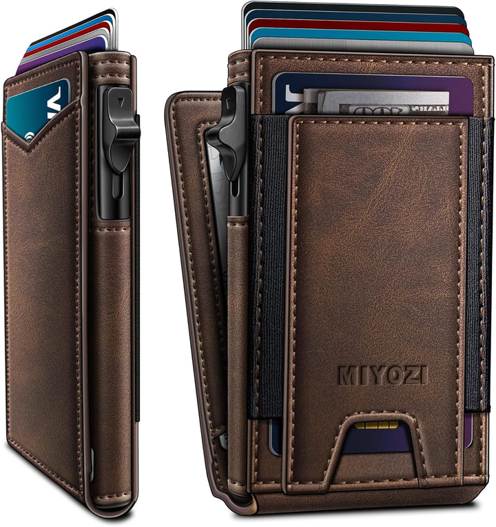 miyozi Cartera para hombre, tarjetero desplegable delgado, con bloq...
