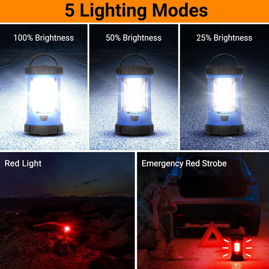 Lámpara Linterna de camping, linternas LED de 3200 lúmenes para cortes de energía, cargador de teléfono de 4600 mAh y linterna recargable, linterna con 5 modos de luz para huracanes/emergencias/tormentas