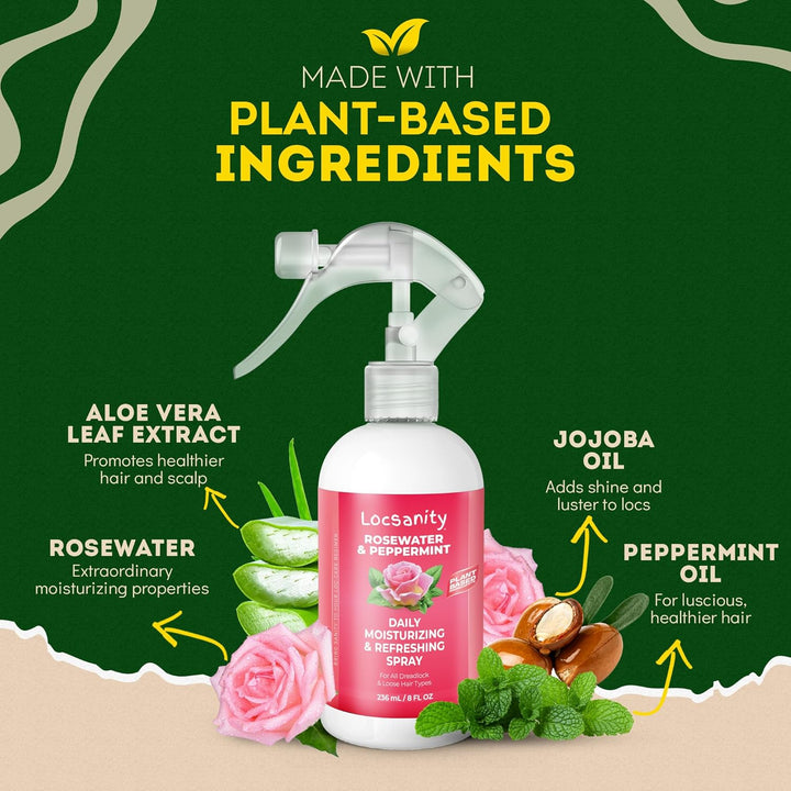 Loc Spray - Locsanity - Spray hidratante diario de agua de rosas y...