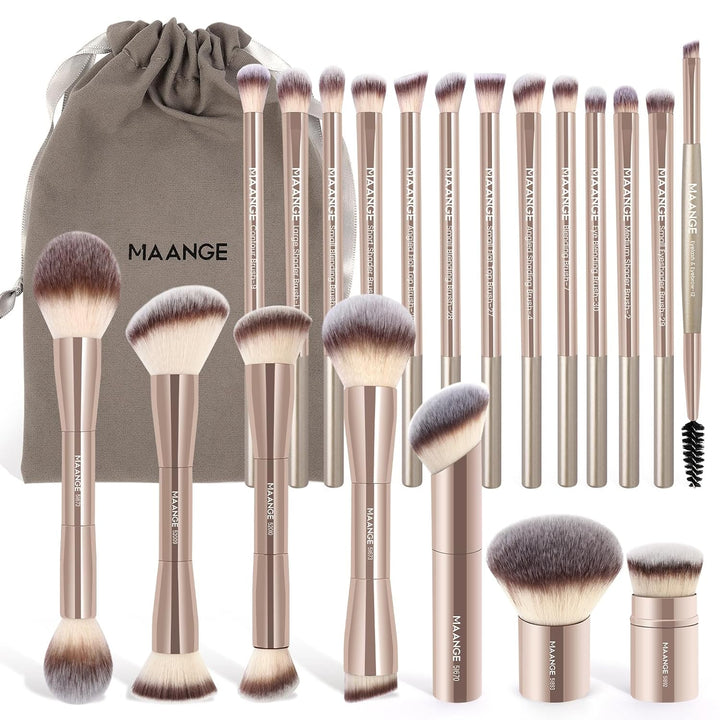 MAANGE Juego de 20 brochas de maquillaje de base, brocha de contorn...