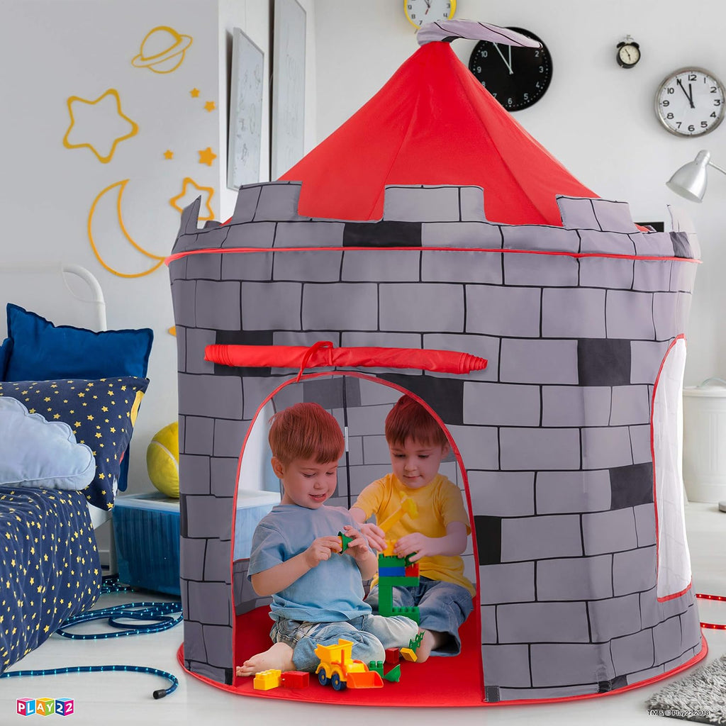 Play22 Tienda de Juego para Niños Castillo de Caballero - Tienda Portátil Emergente - Plegable en Bolsa de Transporte - Juego para Niños para Uso en Interiores y Exteriores - Casa de Juegos para Niños