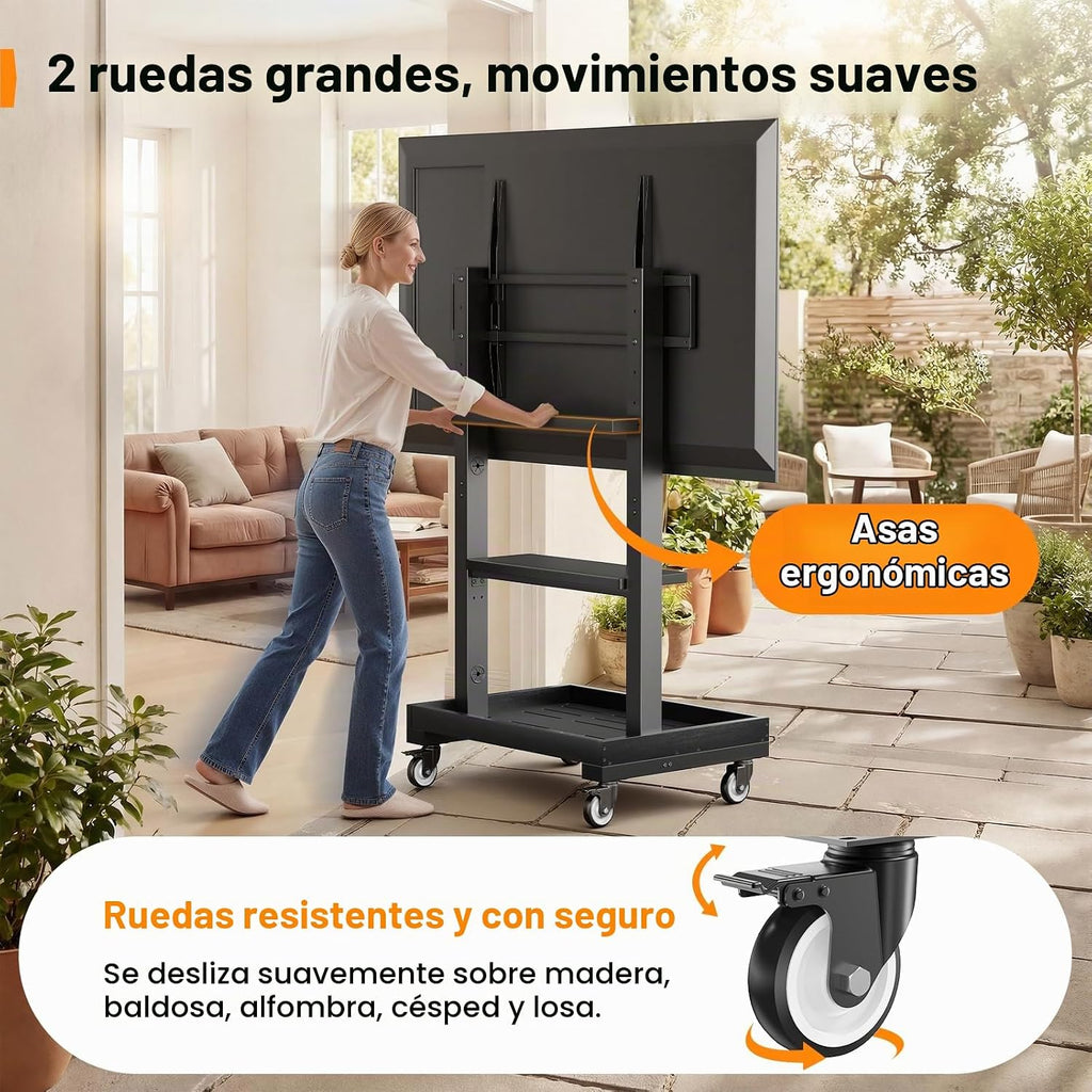 Lámpara Perlegear Soporte de TV rodante con toma de corriente para televisores de
