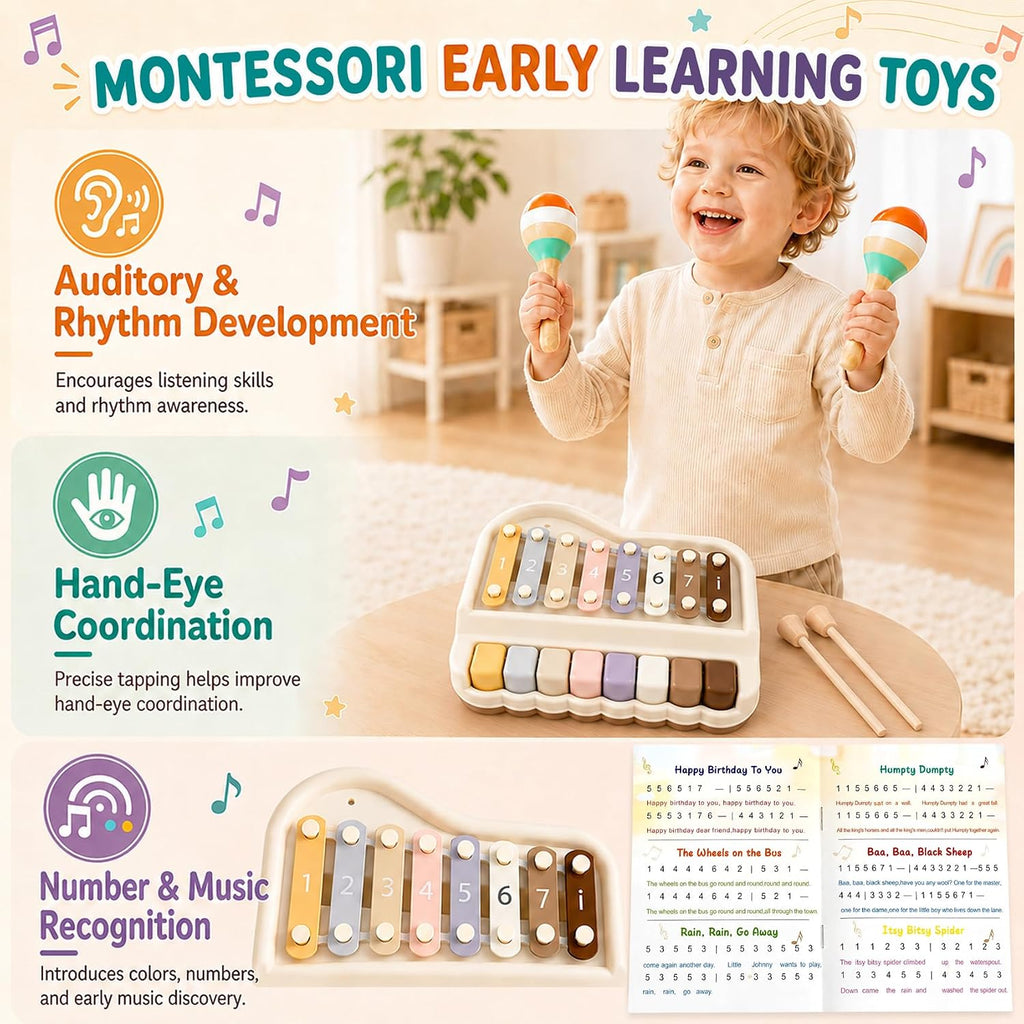 Juego de instrumentos musicales para niños, juguetes Montessori