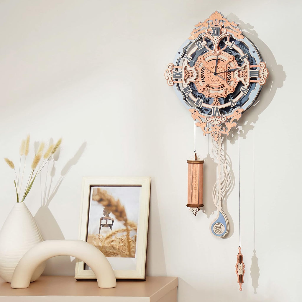 ROKR Rompecabezas de madera 3D para adultos, reloj de rompecabezas de madera, kits de modelos de construcción mecánica, kits de modelos de bricolaje, rompecabezas de acertijos, manualidades