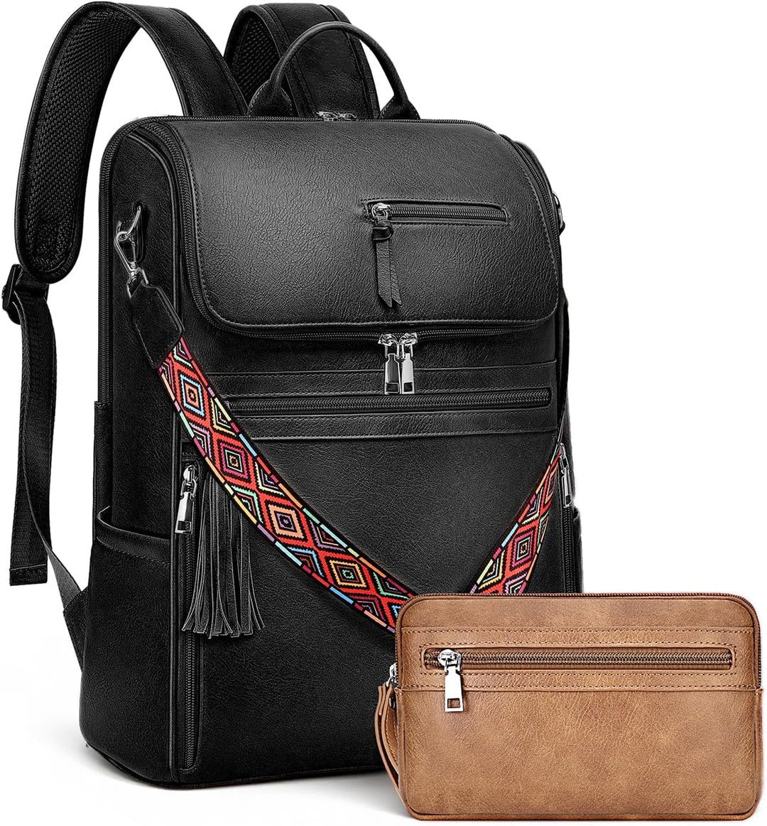 SYTRAH - Mochila de cuero para laptop para mujer, Bolso de laptop d...