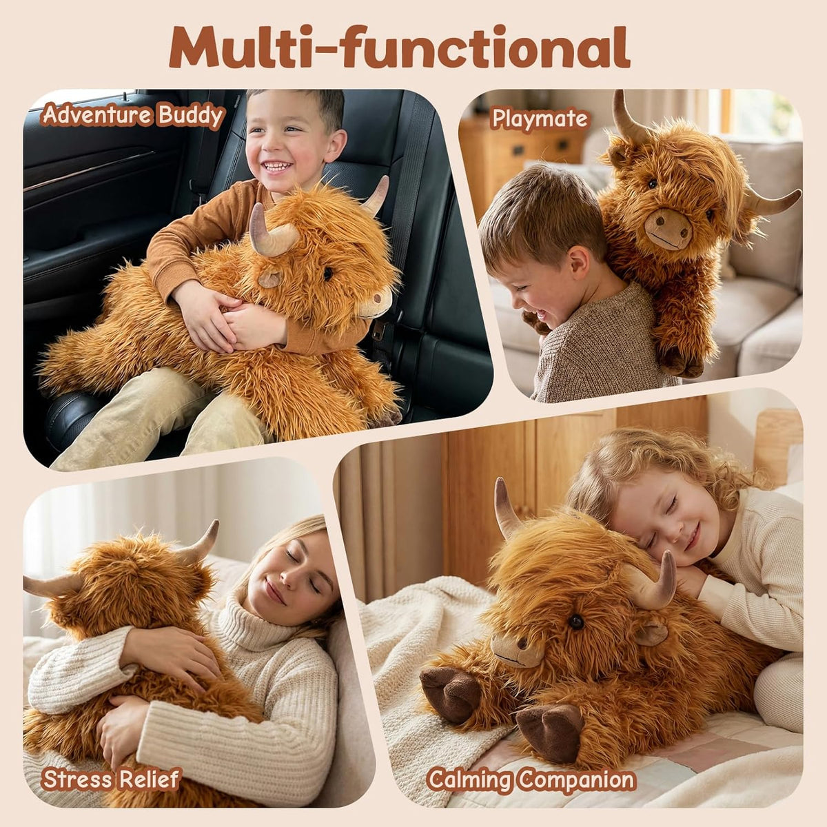 Animales de peluche con peso de vaca de las tierras altas de 25 pulgadas, A-Large Highland Cow -1