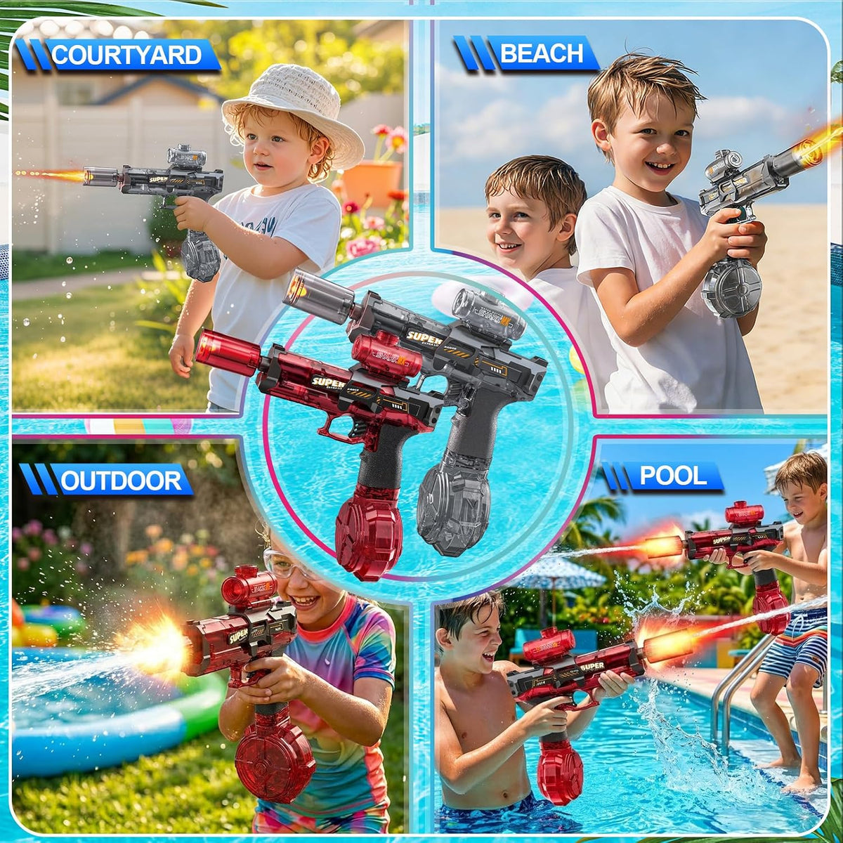 Pistola de agua eléctrica, pistola automática para niños y adultos