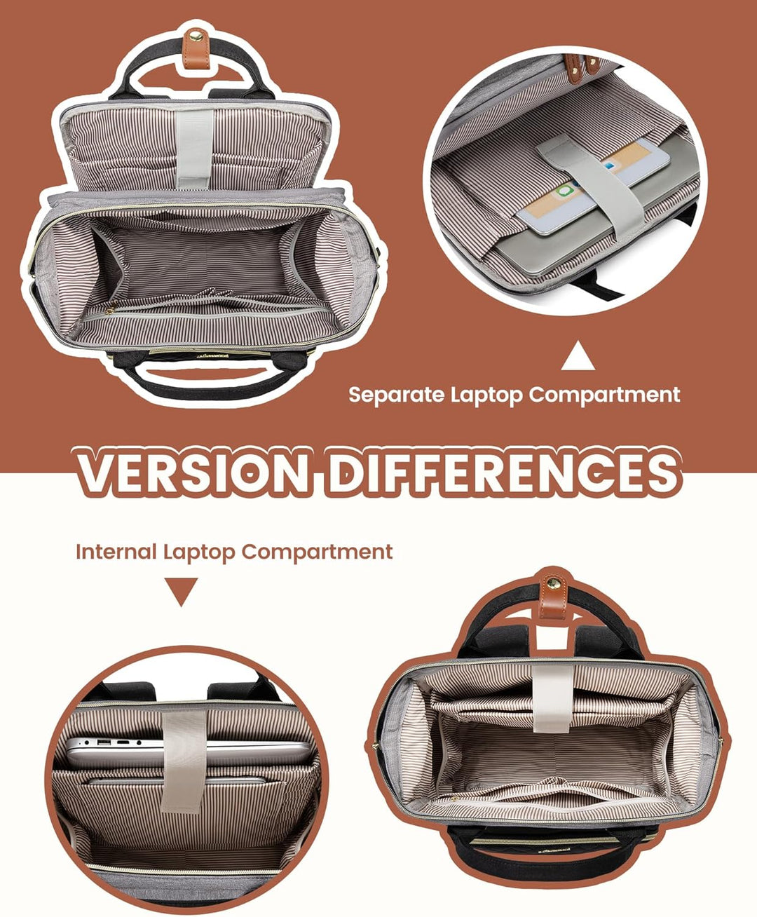 Mochila para laptop LOVEVOOK para mujer, Negro gris