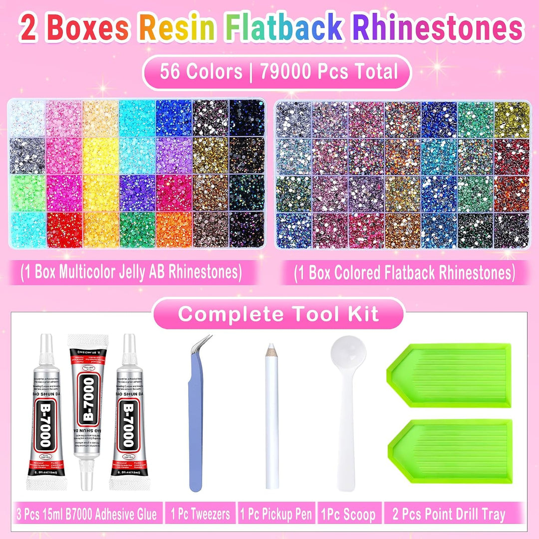 79000 unidades de diamantes de imitación de gelatina de 56 colores...