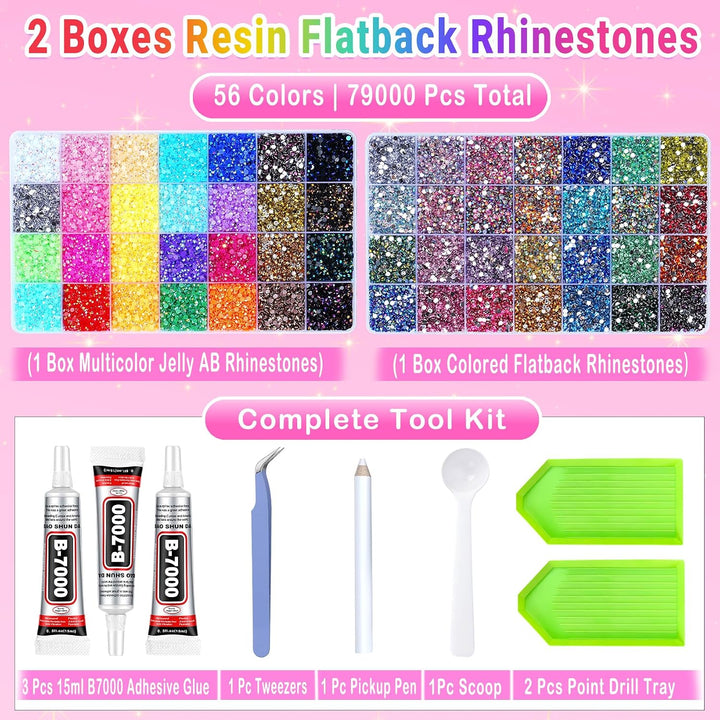 79000 unidades de diamantes de imitación de gelatina de 56 colores...