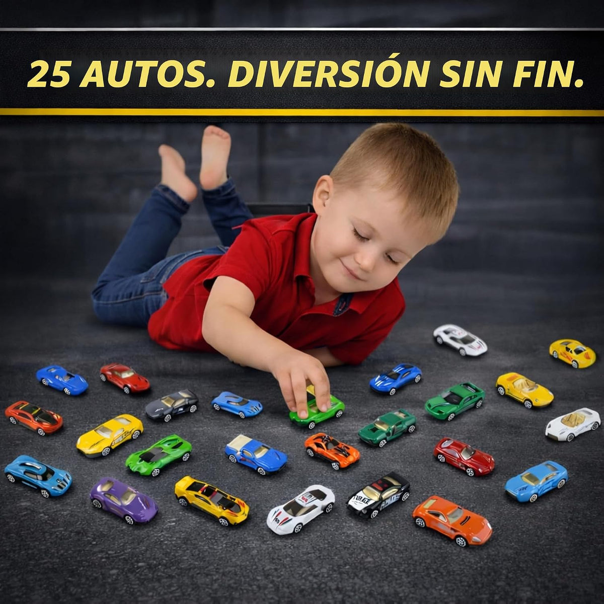 Juego de 25 piezas de autos fundidos a presión en bañera de transporte de almacenamiento, colección de vehículos fundidos a presión de aleación de metal a escala 1:64 para niños
