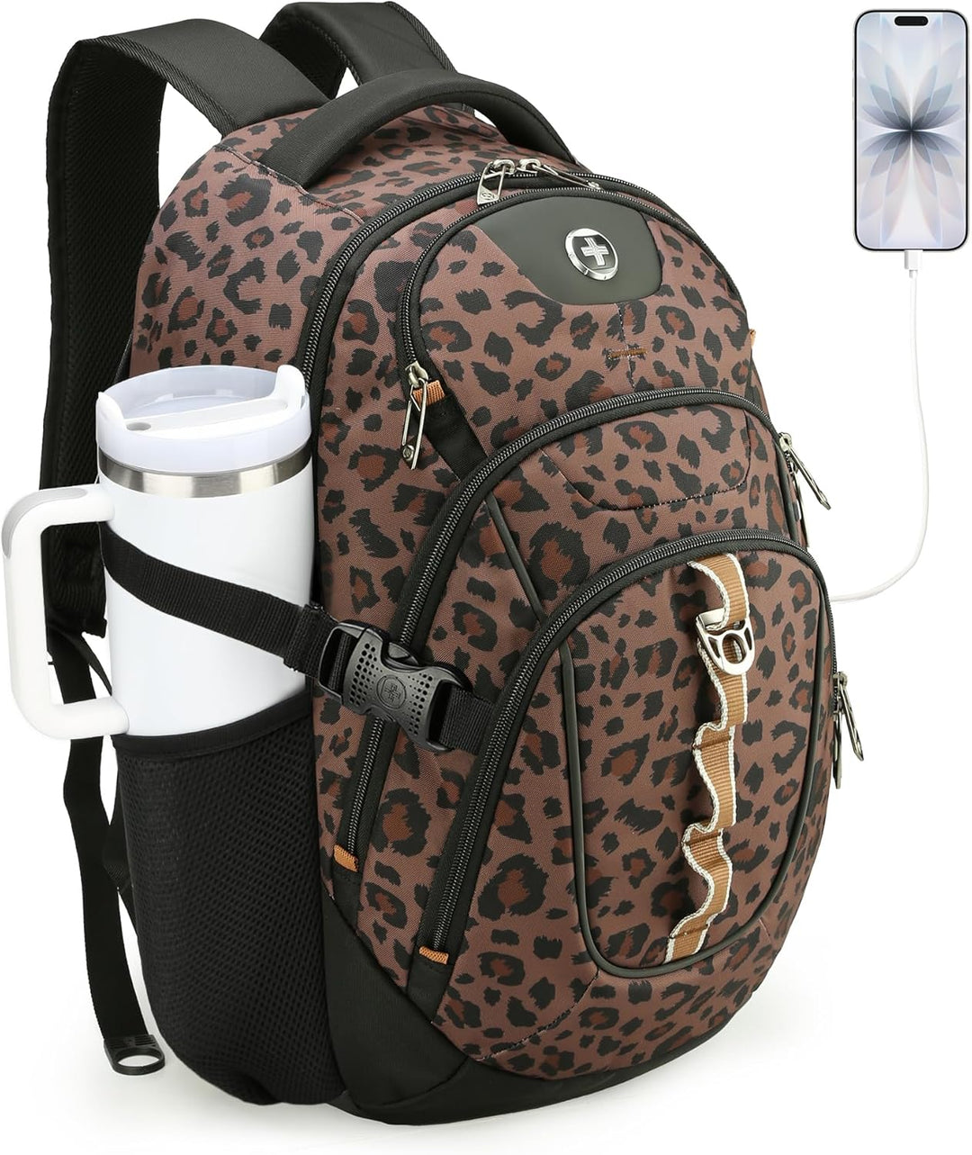 Swissdigital Mochila para laptop con puerto de carga USB, mochila d...