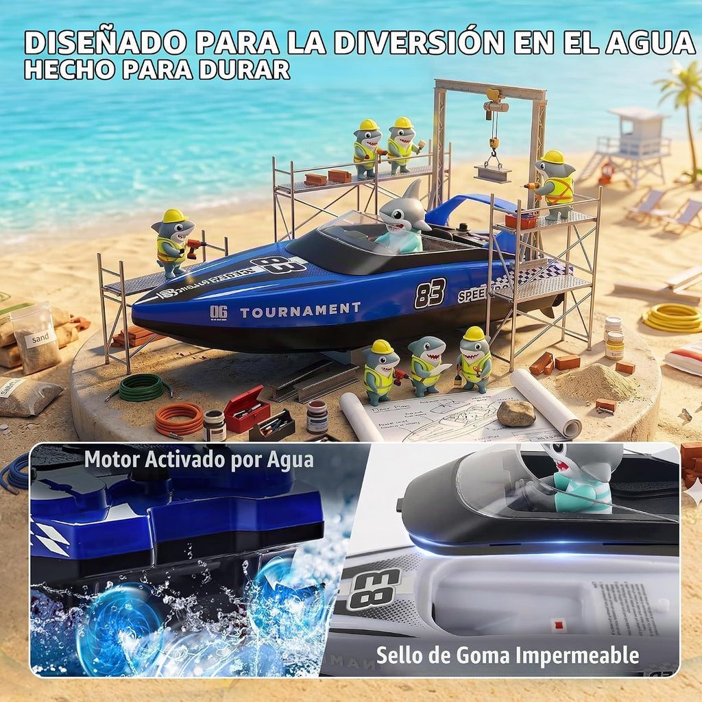 BEZGAR 2 paquetes de 10 pulgadas 15 KPH Fast RC Shark Barcos para niños