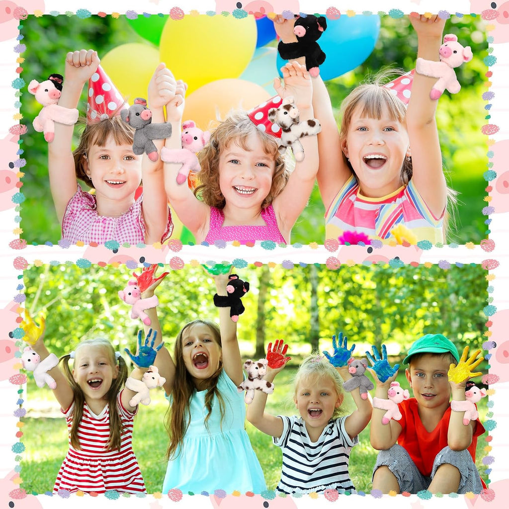 Liliful Paquete de 8 pulseras de peluche para niños, diseño de cerdo