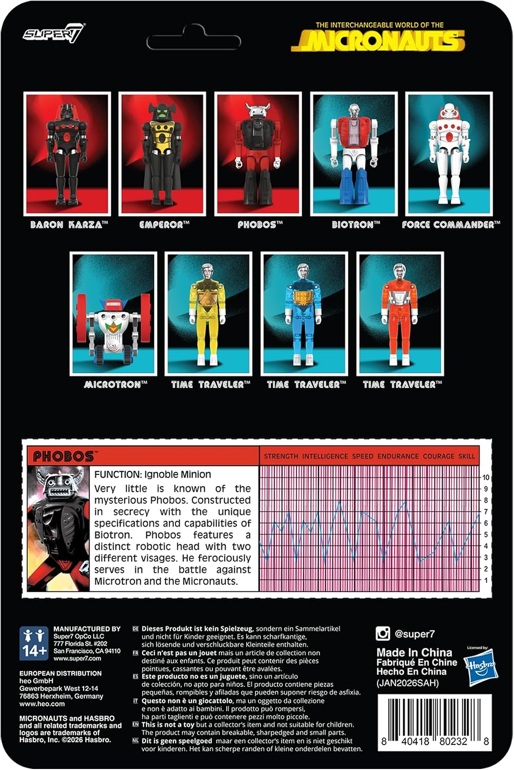 Super7 Micronauts Reaction+ Wave 04 - Figura de acción de Phobos