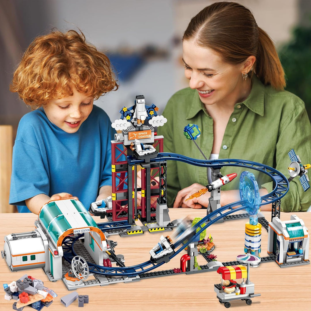 HOGOKIDS Juguete de construcción de montaña rusa espacial