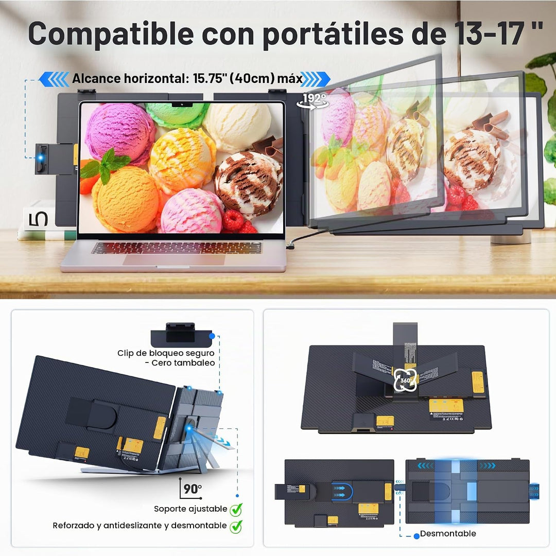 Extensor de pantalla para portátil mejorado, monitor portátil dual...