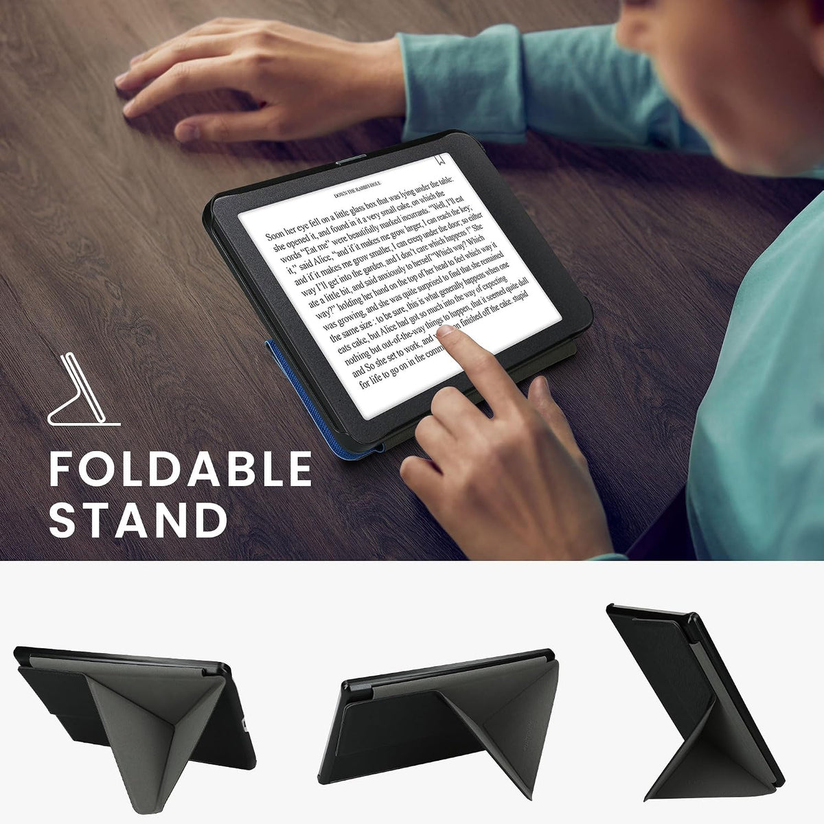 kwmobile Funda para Pocketbook InkPad 4/Color 3/2 / Vivlio InkPad 4/Color 3 - Funda delgada de piel sintética para lector electrónico con soporte y función de sueño automático - Negro