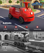 Chuggington - Tren de 2 plazas sin rieles, con licencia de 12 V, para niños de 3 años en adelante, con espacio de almacenamiento, silbato, LED, música, 2 velocidades máximas, 150 libras, rojo