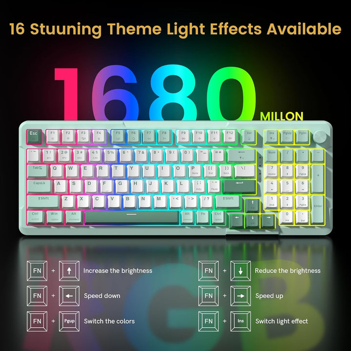 Redragon K742 Teclado mecánico inalámbrico para juegos con perilla,...