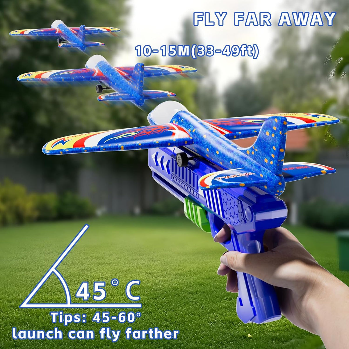 Paquete de 3 aviones planeadores de espuma con 1 lanzador de avión