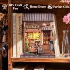 CUTEBEE Kit de rincón de libro, tienda de kimonos de Sakura japonesa, casa de muñecas en 3D, rompecabezas de madera 3D para adultos y adolescentes, decoración de estantería en miniatura, regalo ideal