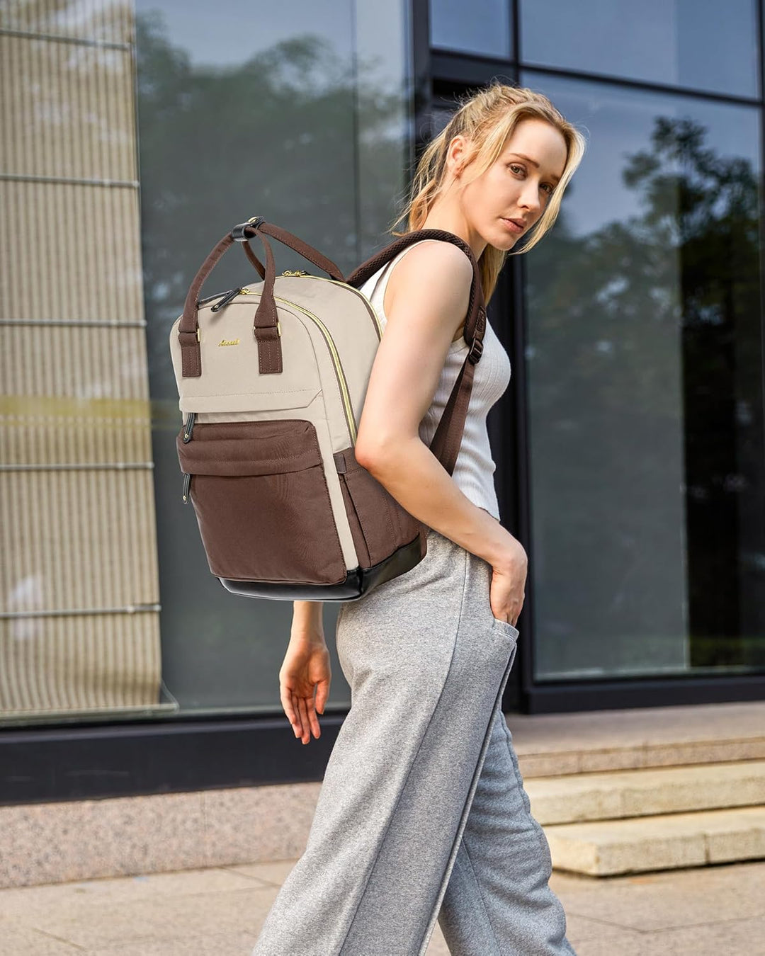 LOVEVOOK - Mochila de viaje para laptop de mujer, antirrobo, con pu...